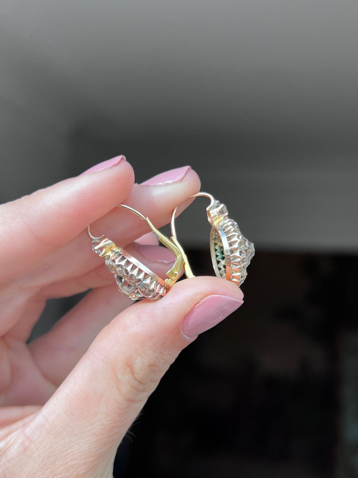 Rose Cut Diamond Daisy Earrings | 2.75ctw+ | 18ct Gold | Louis Philippe French c.1840-1850