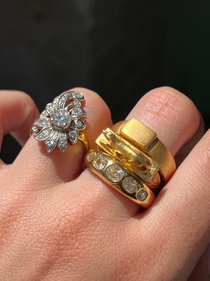 Vintage 1940’s Retro “Plume” Cluster Ring