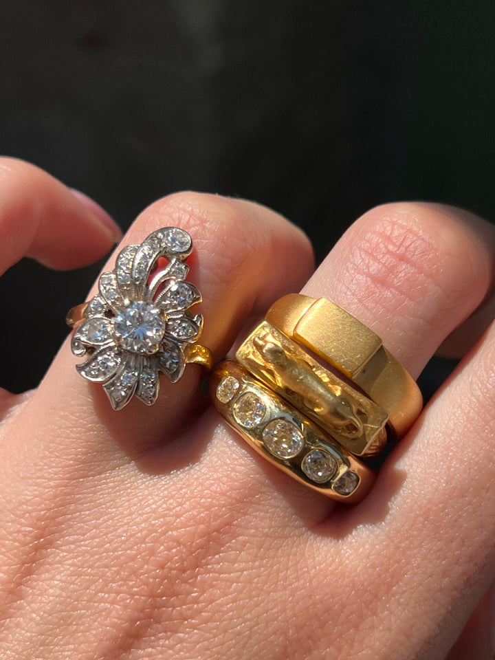 Vintage 1940’s Retro “Plume” Cluster Ring