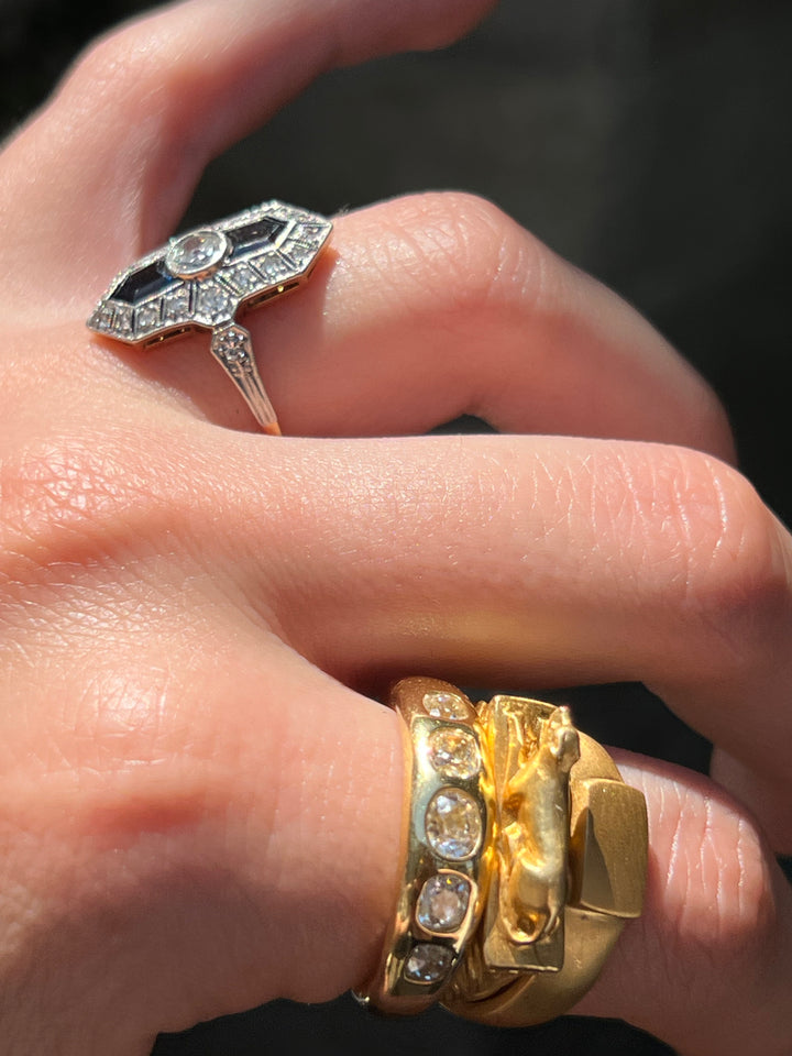 Art Deco 18 ct Gold, Platinum, and Sapphire Ring