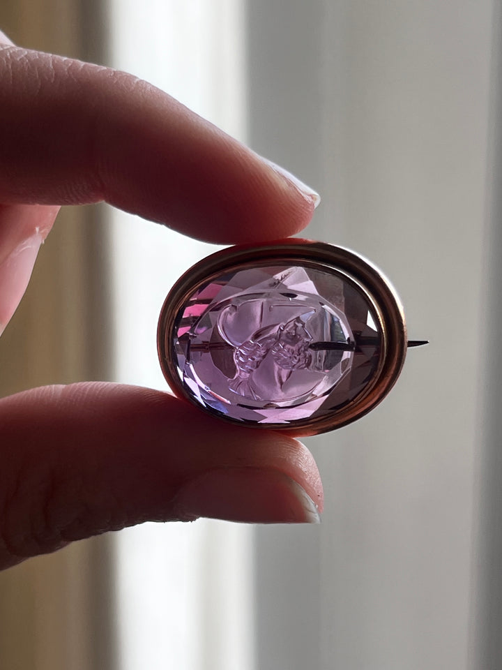 Amethyst Cameo Brooch | Odysseus | 11.30ct | 18ct Gold | Victorian English c.1880s