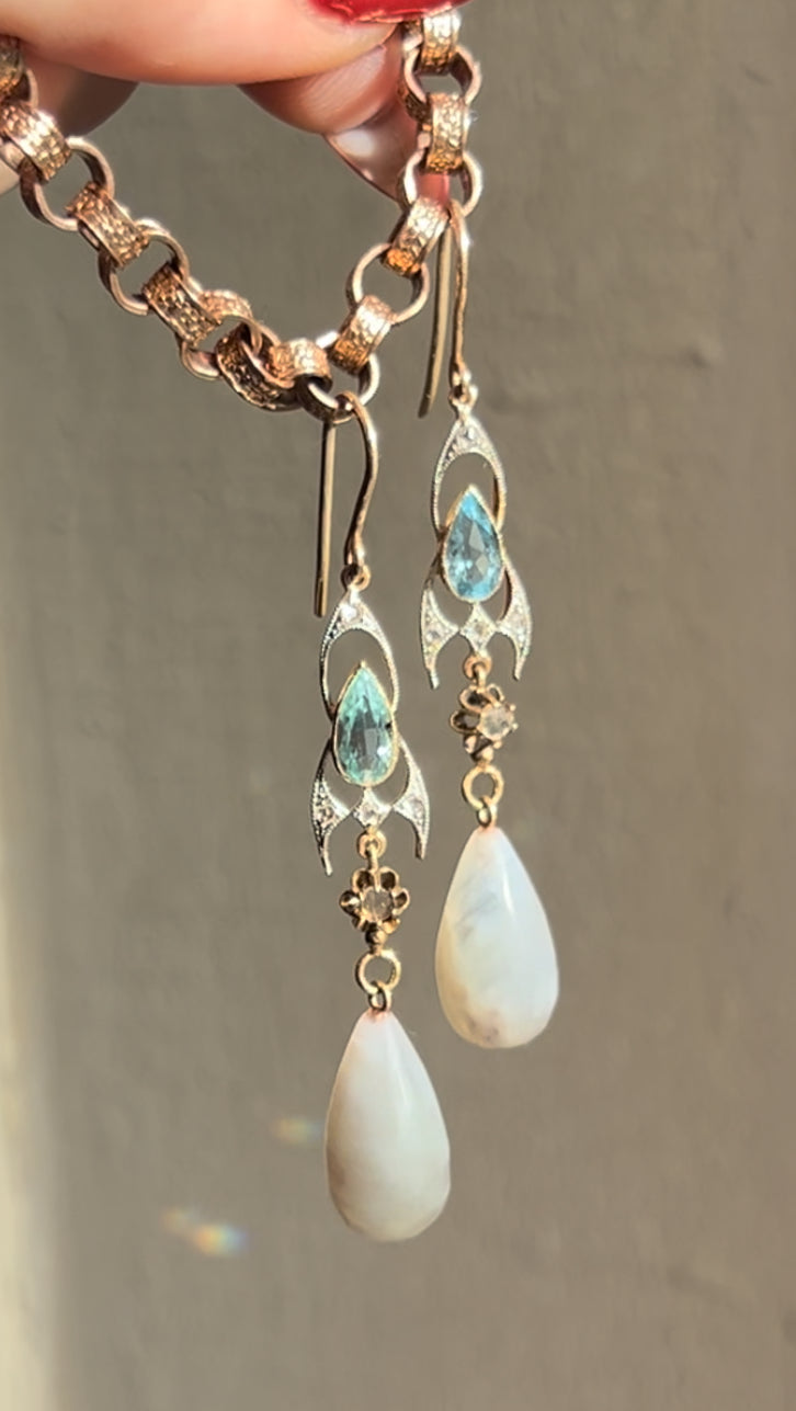 Exceptional Aquamarine Art Deco Earrings