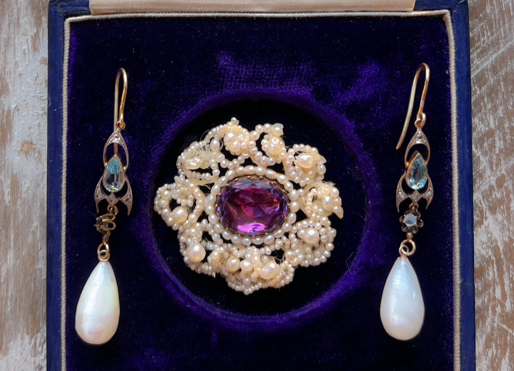 Exceptional Aquamarine Art Deco Earrings