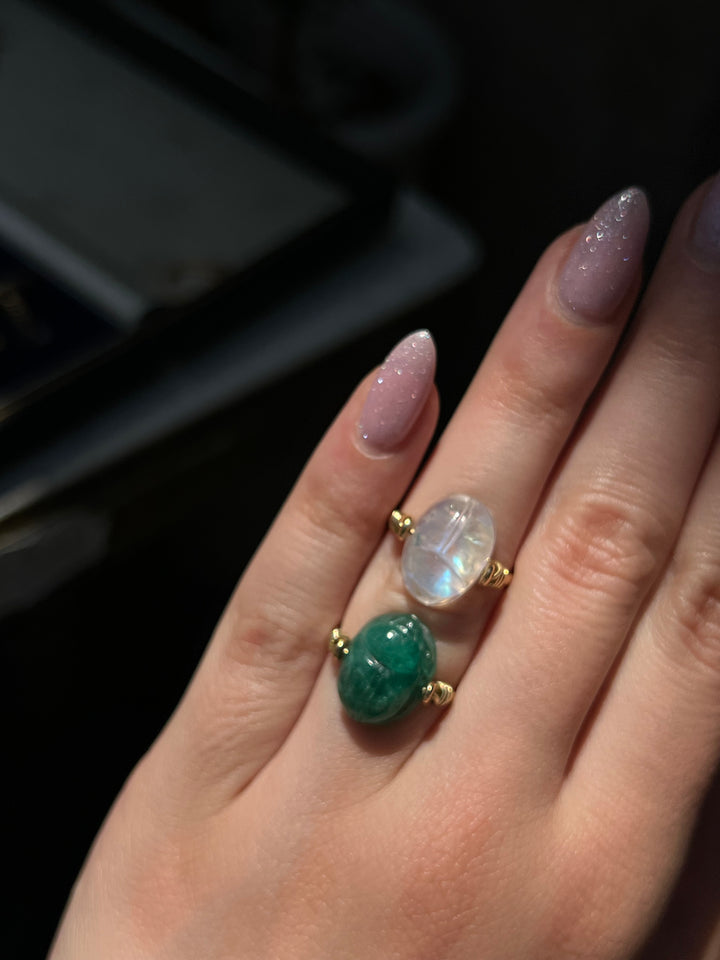 Curio Original Gem Scarab Specimen Rings in 18ct