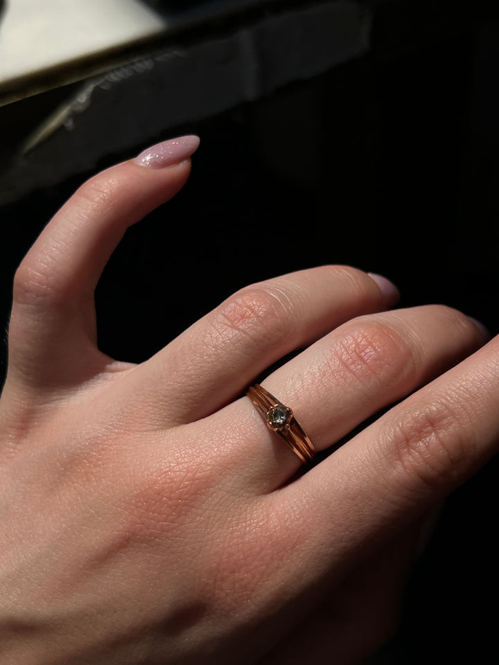 Napoleonic French Rose Cut Diamond Ring in 18ct