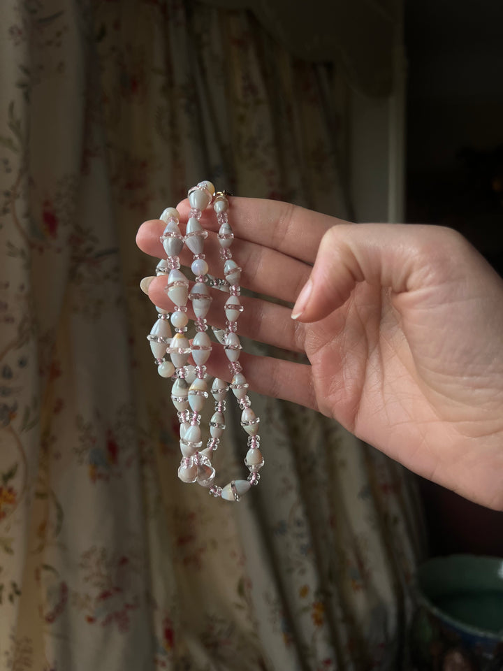 Incredible Strand of Art Deco Opal and Crystal Bicones