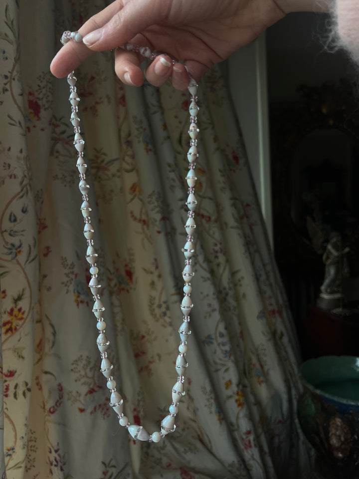 Incredible Strand of Art Deco Opal and Crystal Bicones
