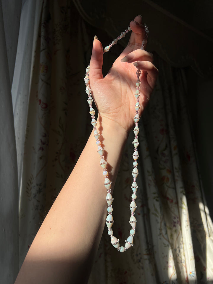 Incredible Strand of Art Deco Opal and Crystal Bicones
