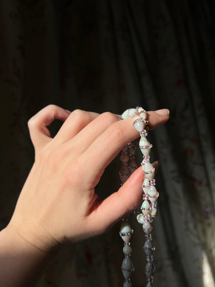 Incredible Strand of Art Deco Opal and Crystal Bicones