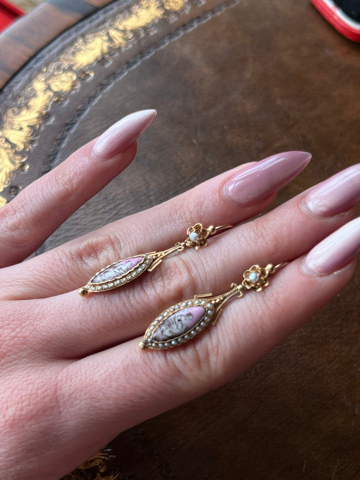 Napoleon III Period French 'En Grissaille' Day-To-Night Earrings