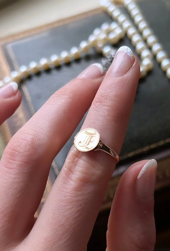 Glorious 9ct J Initial Ring c 1880