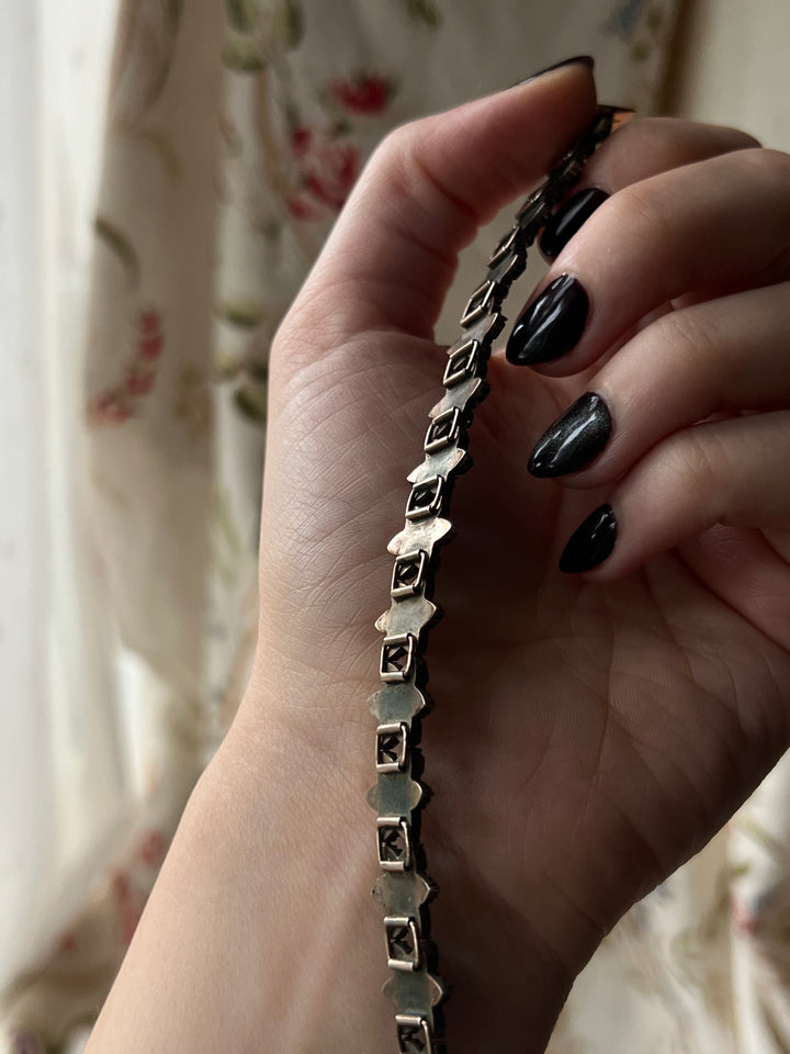Delightful Bohemian Garnet Forget-Me-Not Bracelet