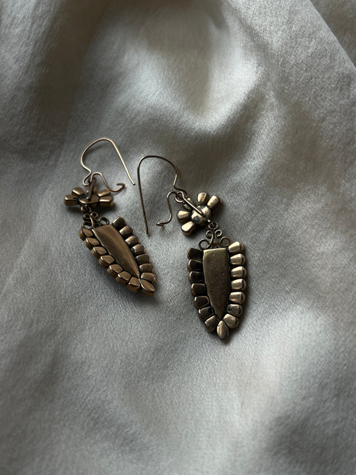 14ct French Jet Glass and Pearl Earrings