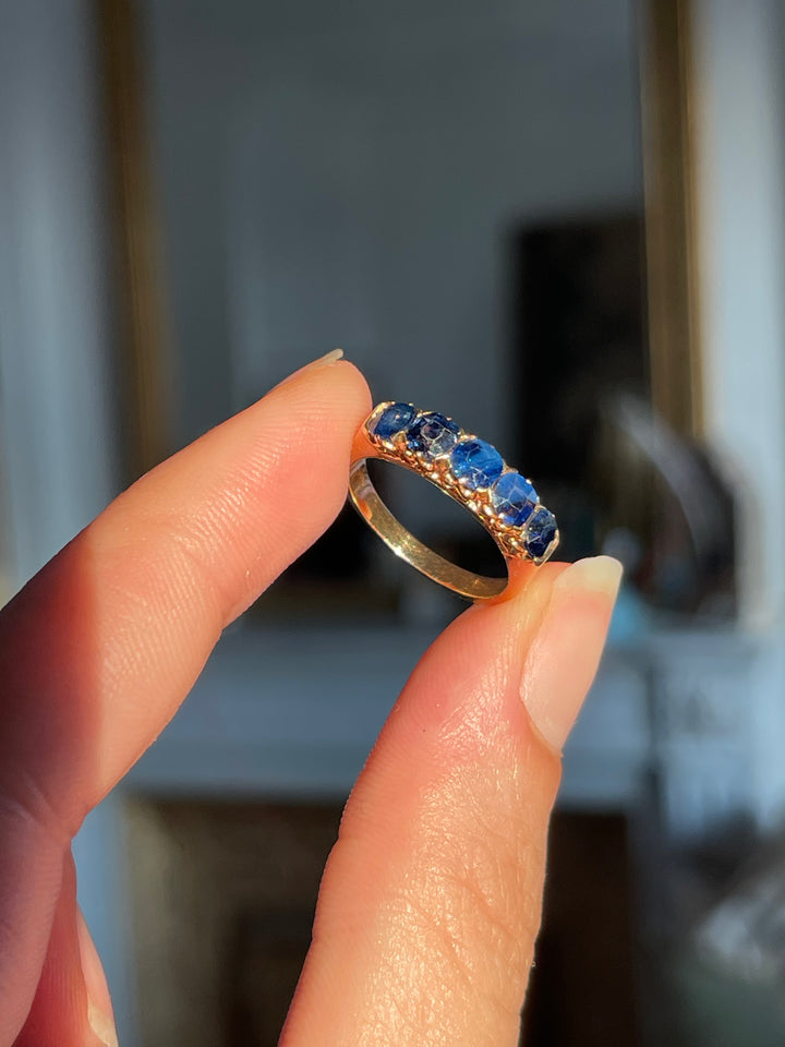 Natural Sapphire 18ct Pink Gold Band | 1.86ctw | French c.1910