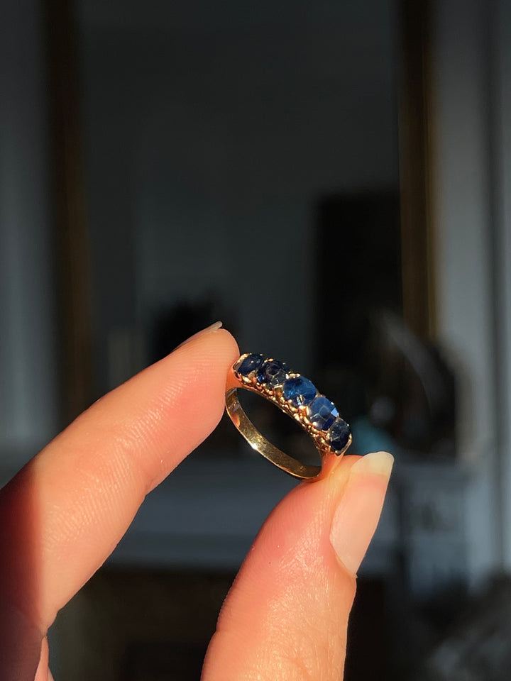 Natural Sapphire 18ct Pink Gold Band | 1.86ctw | French c.1910