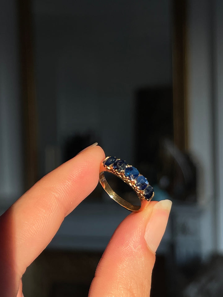 Natural Sapphire 18ct Pink Gold Band | 1.86ctw | French c.1910