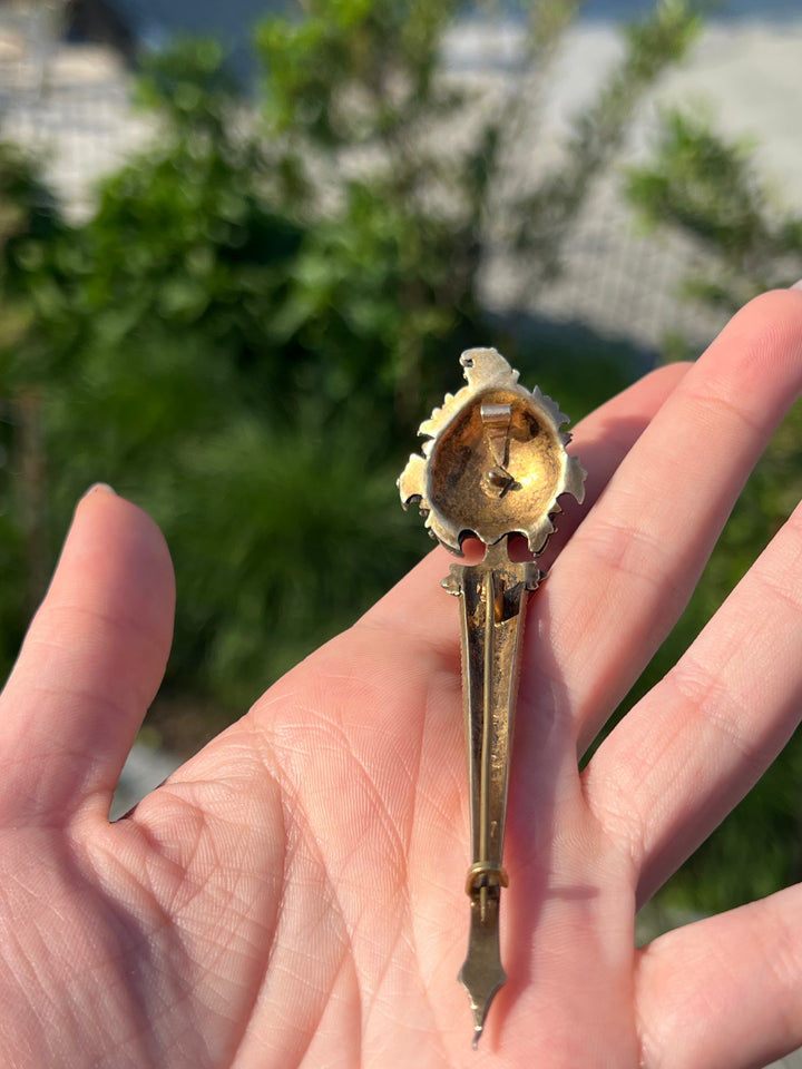 Austro-Hungarian Hair Ornament with Sapphires, Rubies + Pearls
