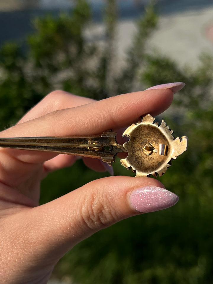 Austro-Hungarian Hair Ornament with Sapphires, Rubies + Pearls
