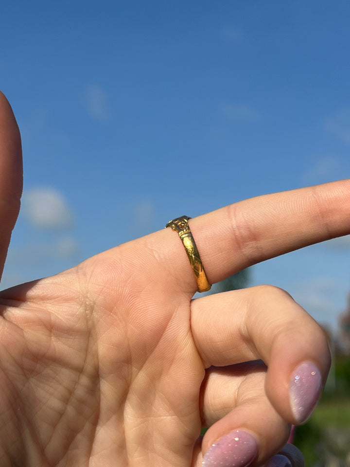 18th Century Carved Green Tourmaline Mogul Ring