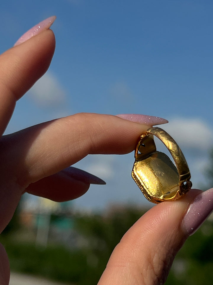 18th Century Carved Green Tourmaline Mogul Ring