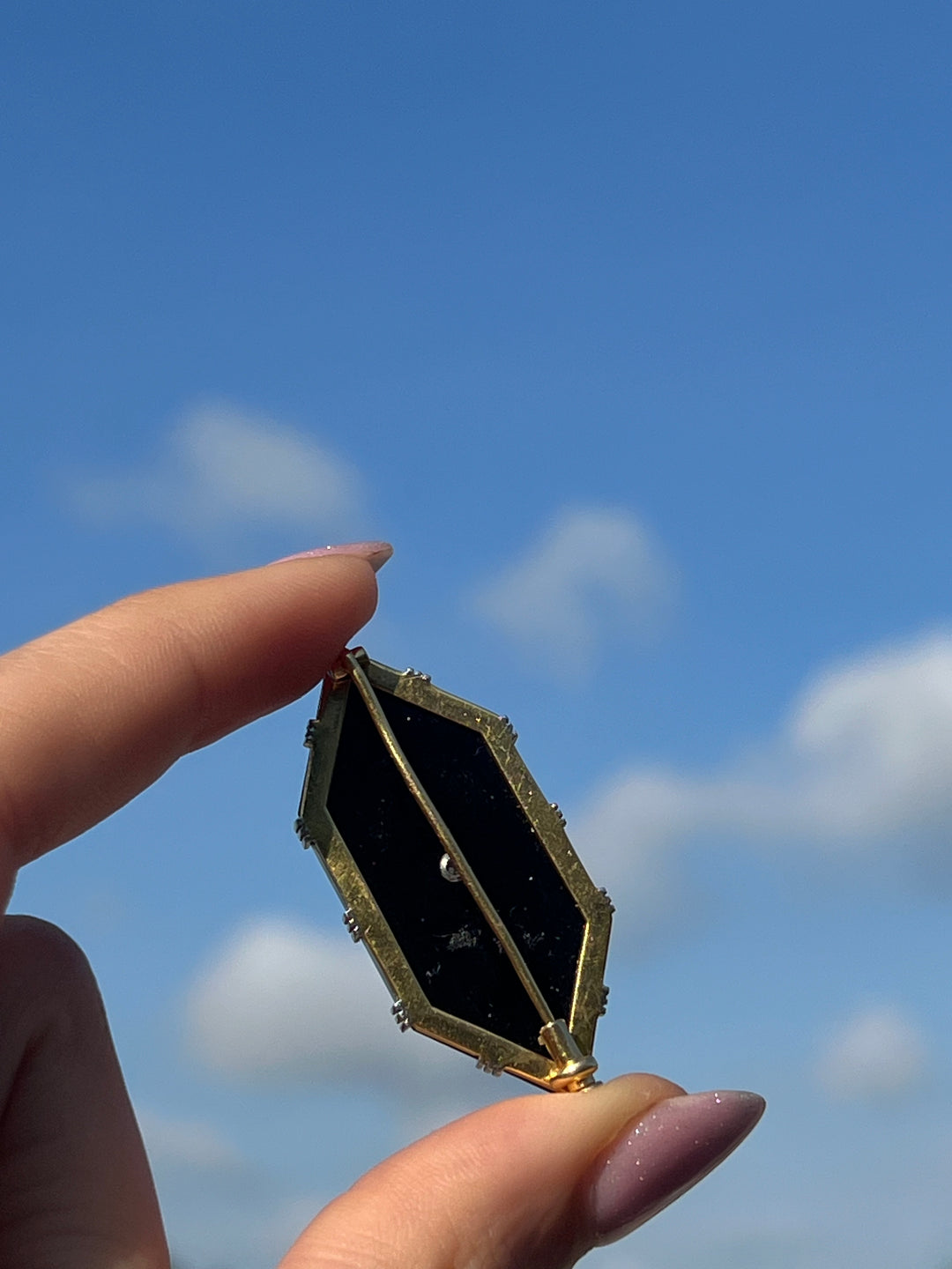 Outstanding Art Deco Onyx And Diamond Brooch