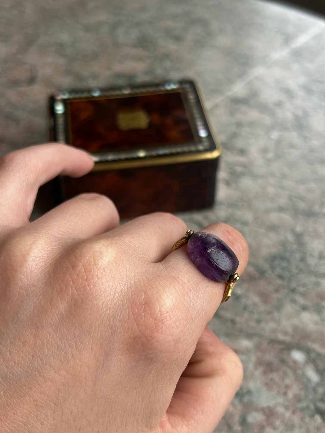 Incredible Amethyst Victorian Egyptomania Scarab Ring