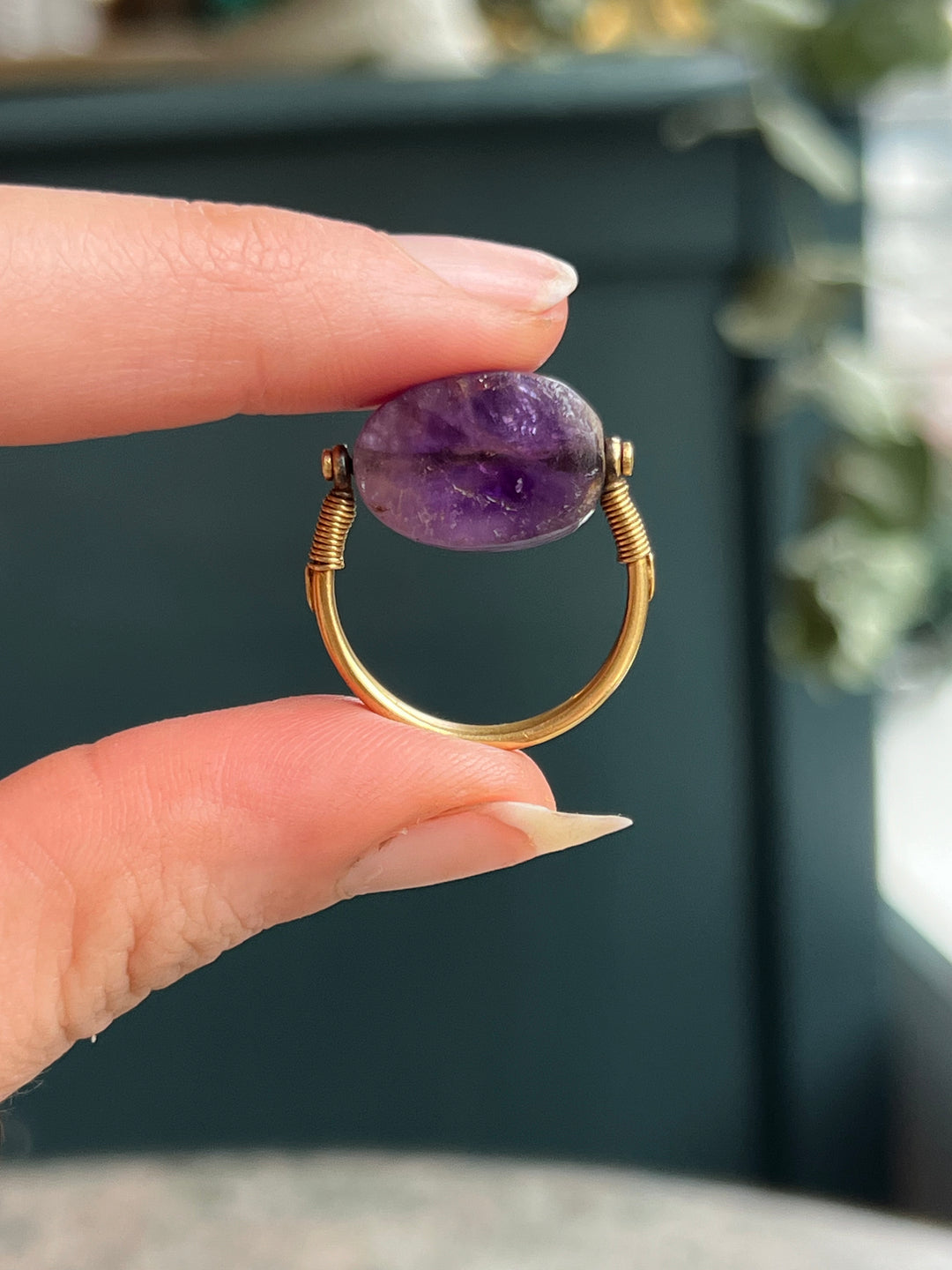 Incredible Amethyst Victorian Egyptomania Scarab Ring