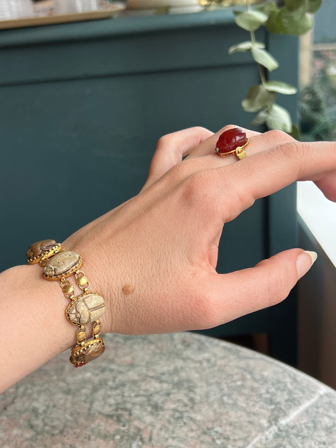 Superbly Rare Carnelian Scarab Ring in Victorian Setting