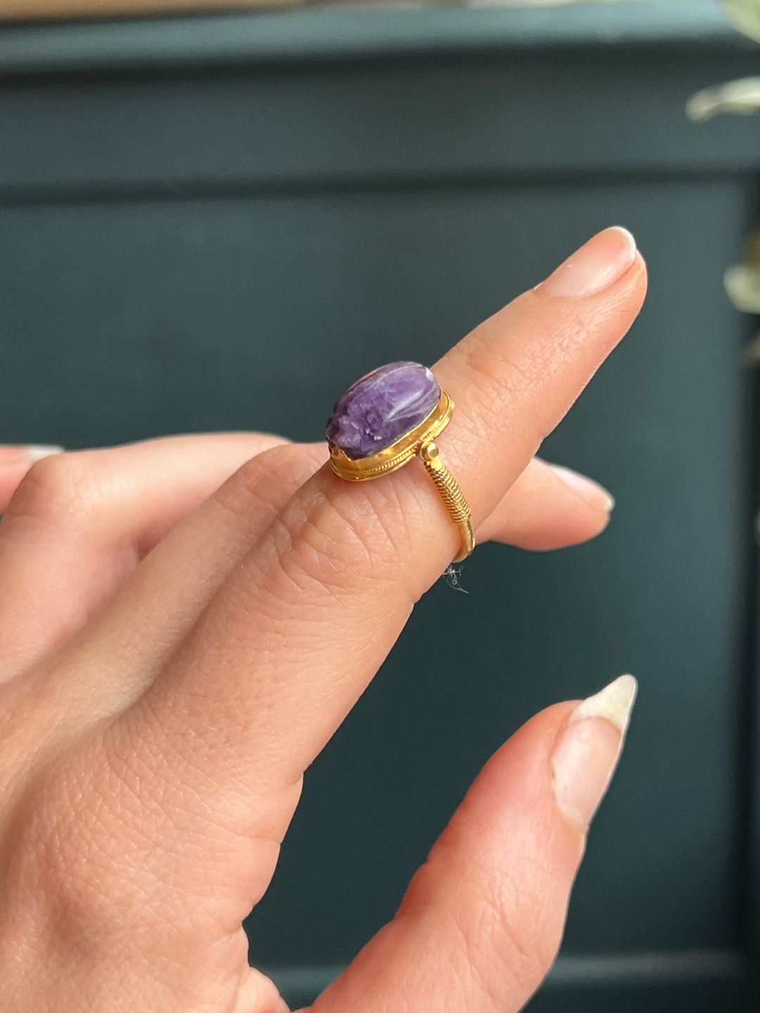 Beautiful Amethyst Victorian Egyptian Revival Scarab