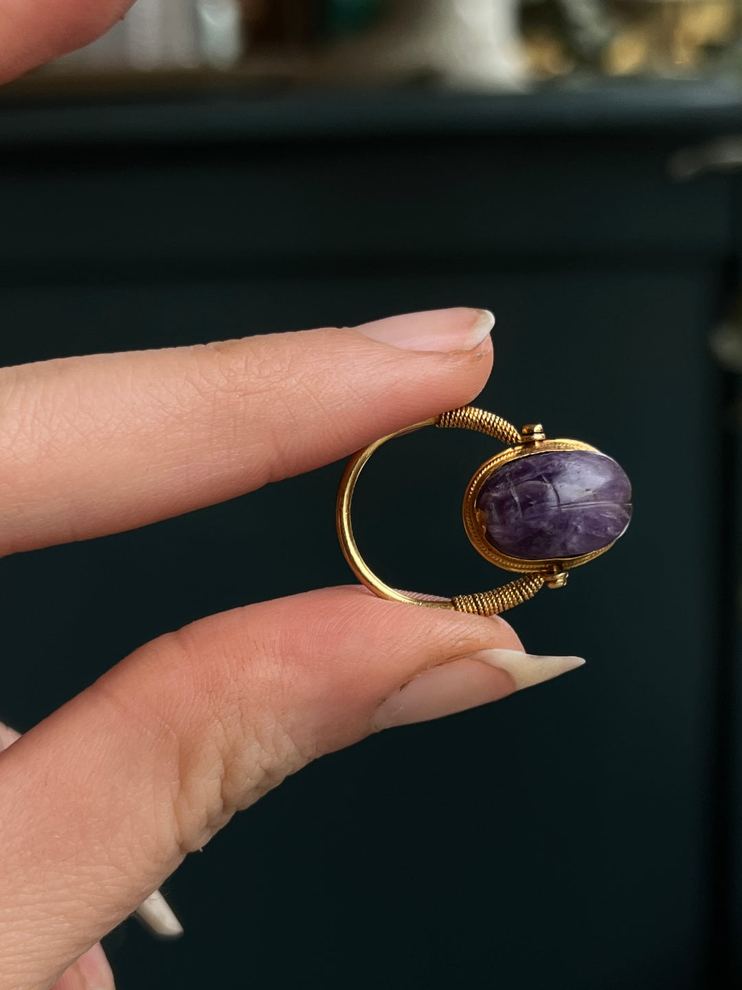 Beautiful Amethyst Victorian Egyptian Revival Scarab