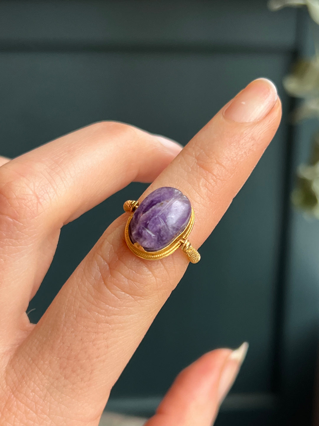 Beautiful Amethyst Victorian Egyptian Revival Scarab