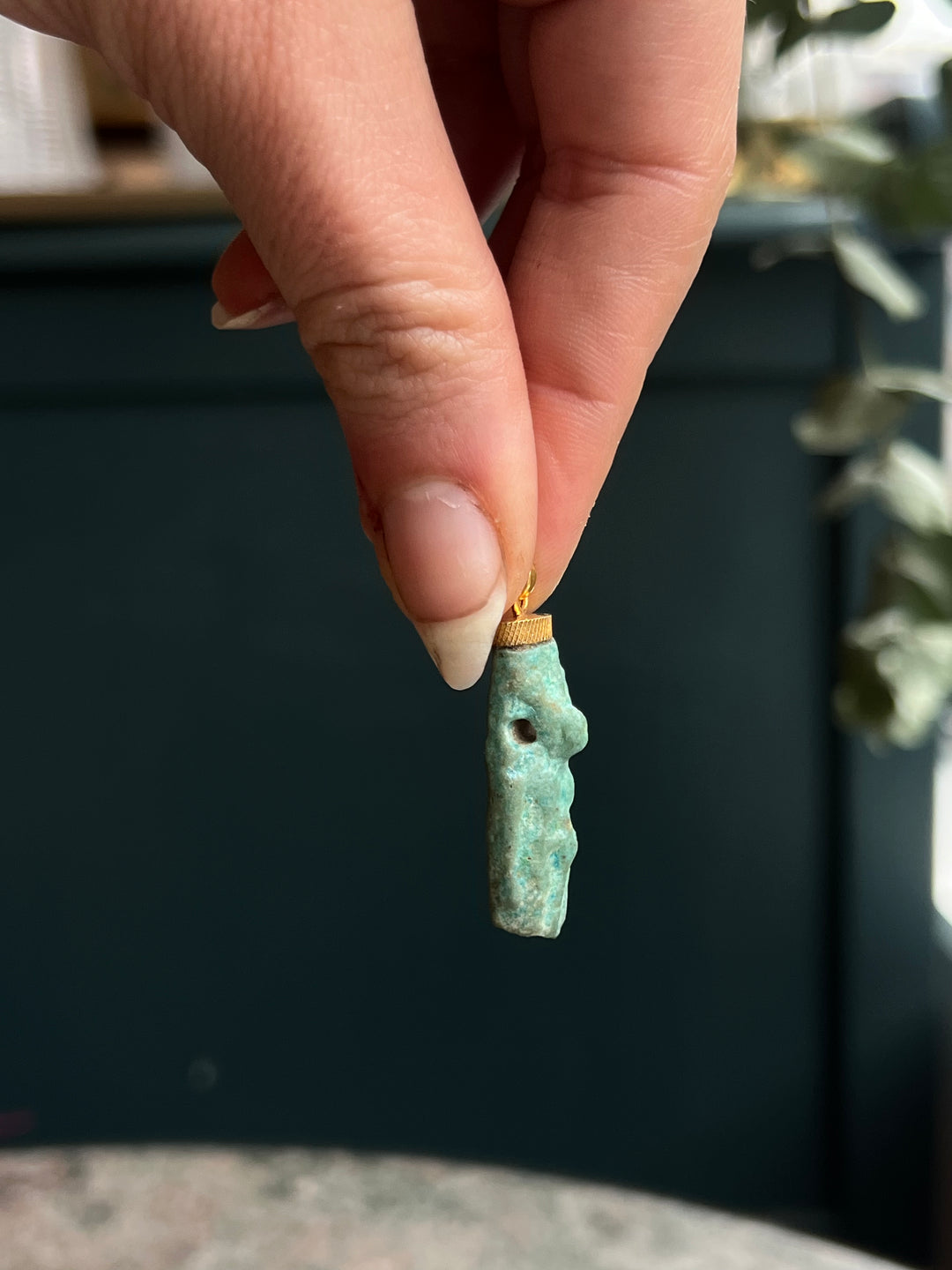 Rare Shabti Figure As Pendant Fitted with 18ct Top