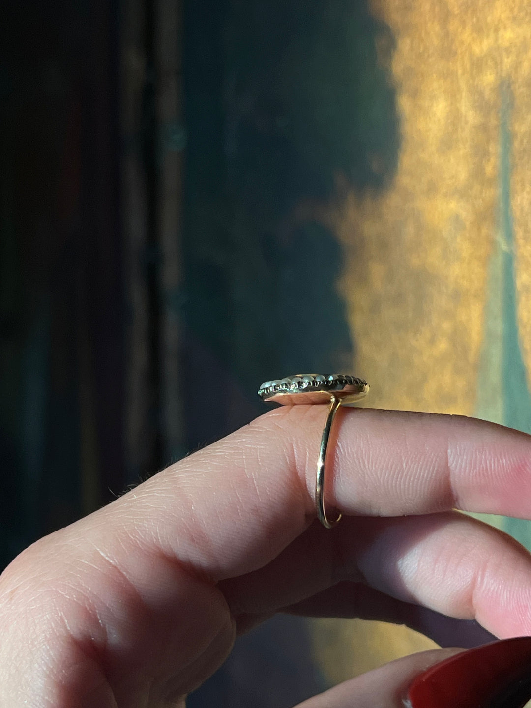 Exceptional Early 19th Century Georgian Seed Pearl and Hair Memorial Ring