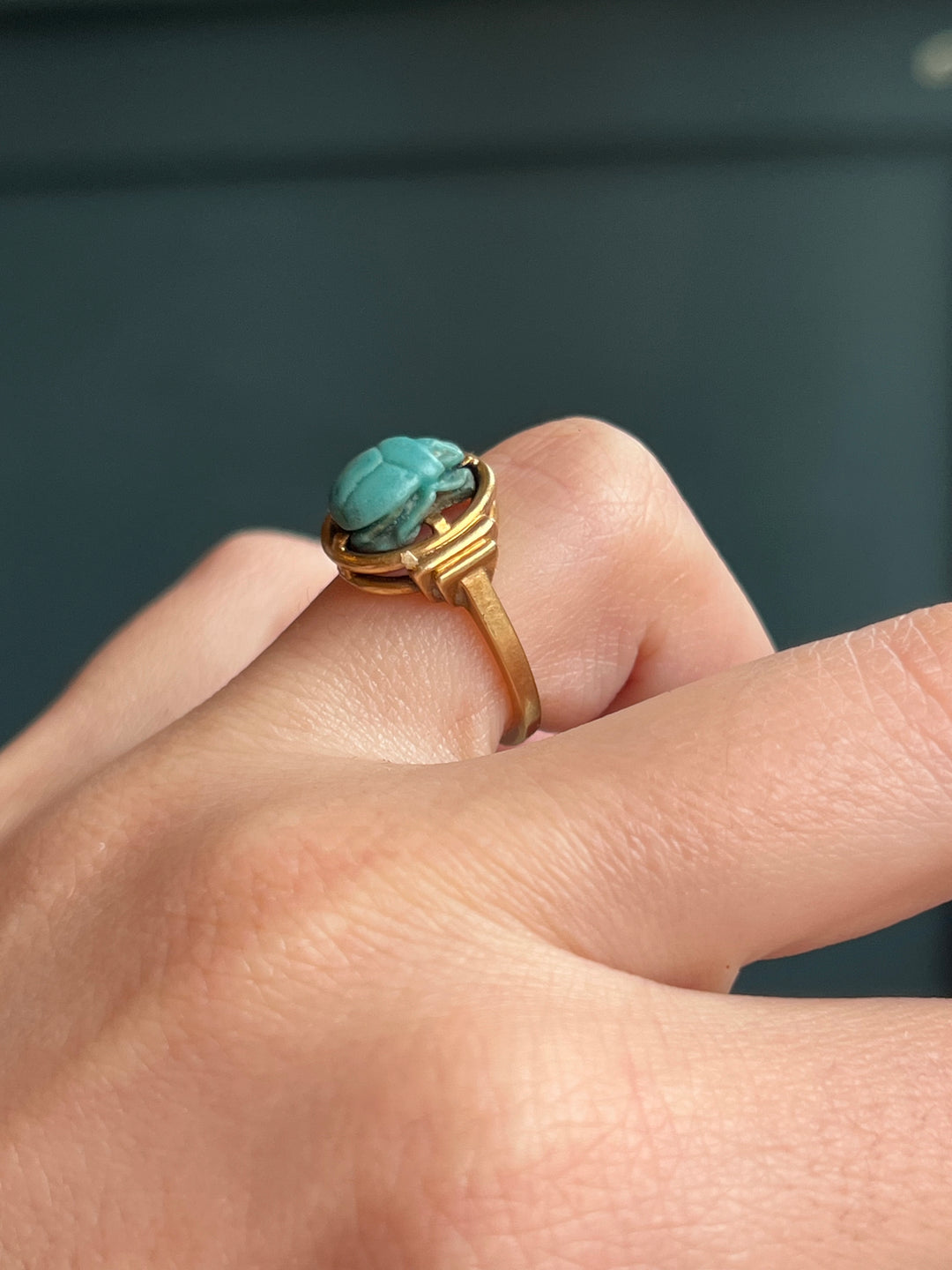 1920’s Egyptian Blue Art Deco Scarab Ring