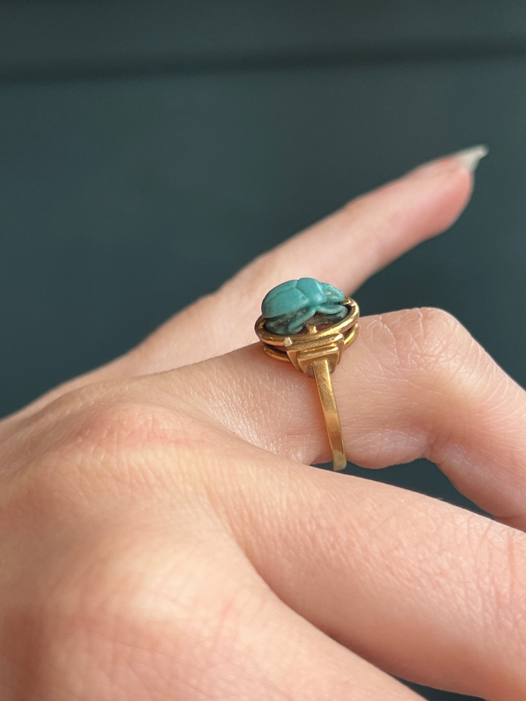 1920’s Egyptian Blue Art Deco Scarab Ring