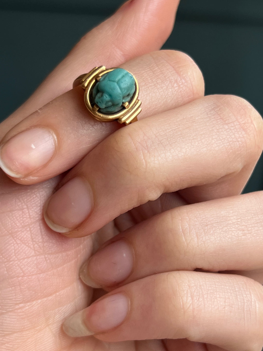 1920’s Egyptian Blue Art Deco Scarab Ring