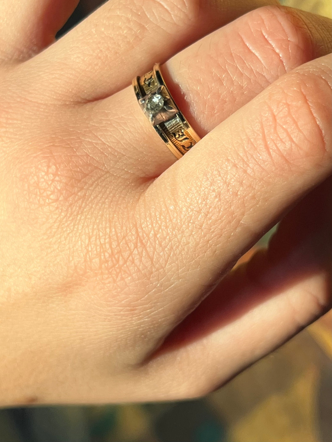 Outrageous 18ct Mourning Ring with Old Cut Diamond