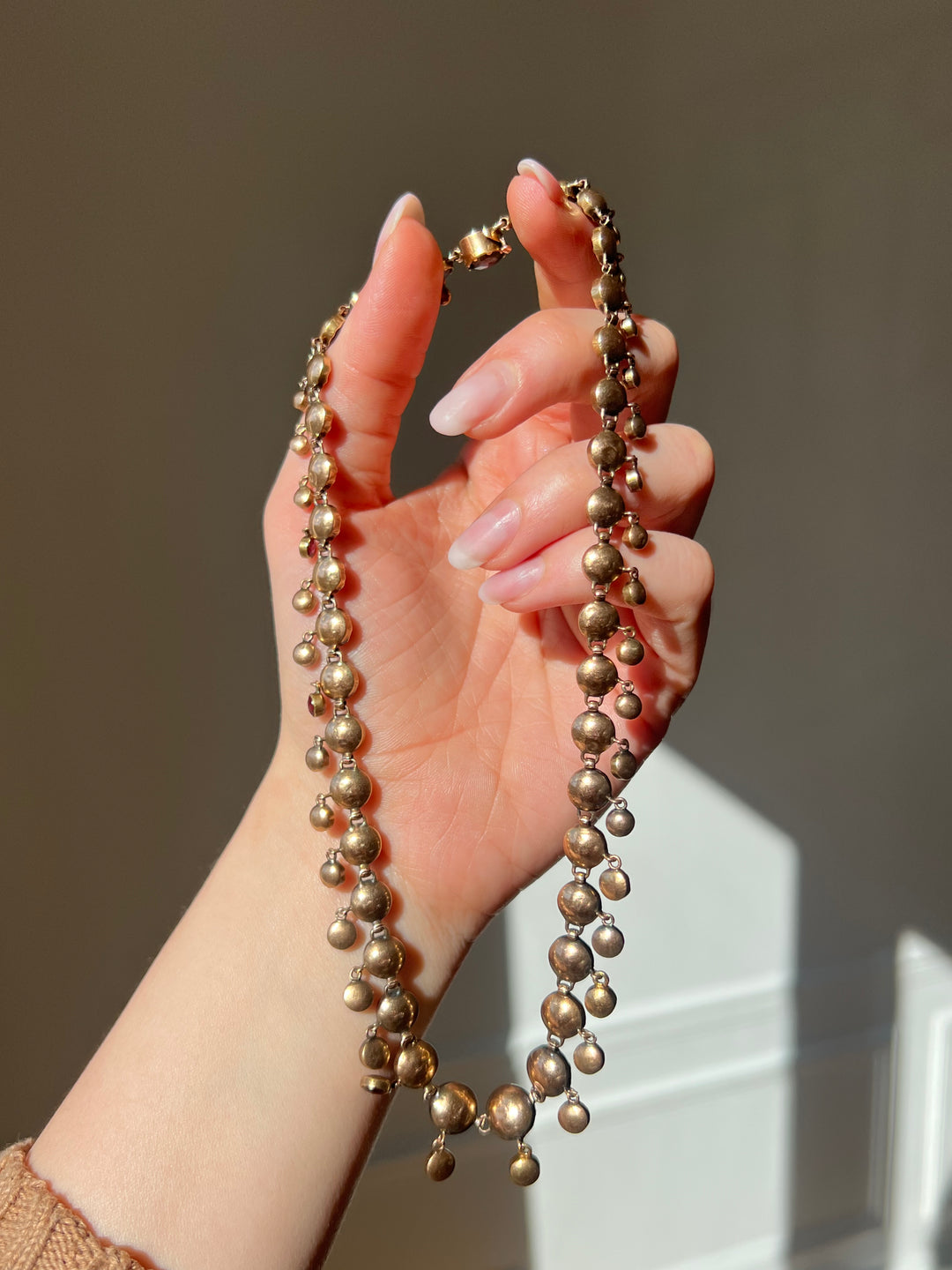 French Perpignan Garnet Rivière Necklace in 18ct