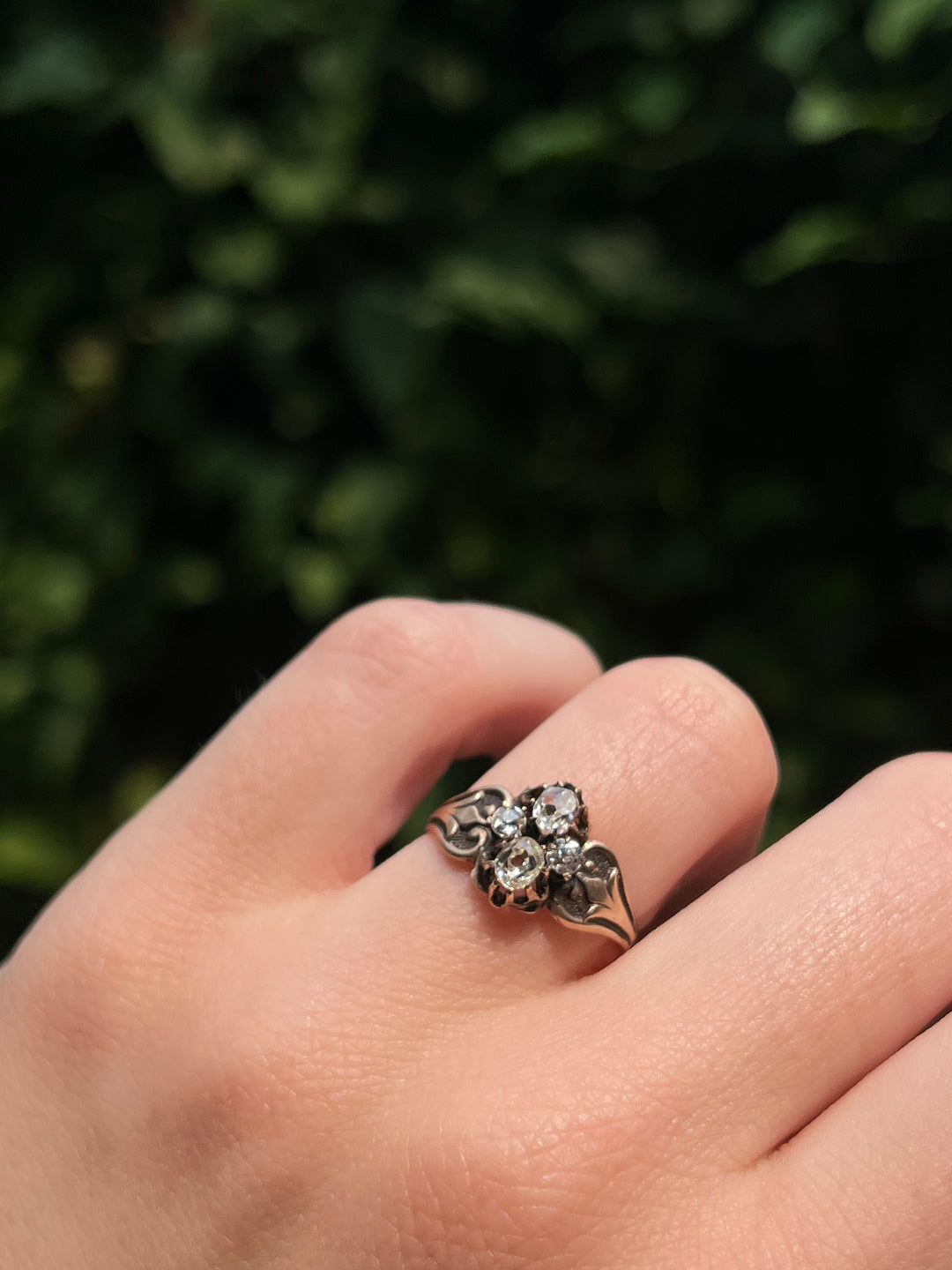 Superb Victorian Old-Mine Cut Diamond Cruciform Ring