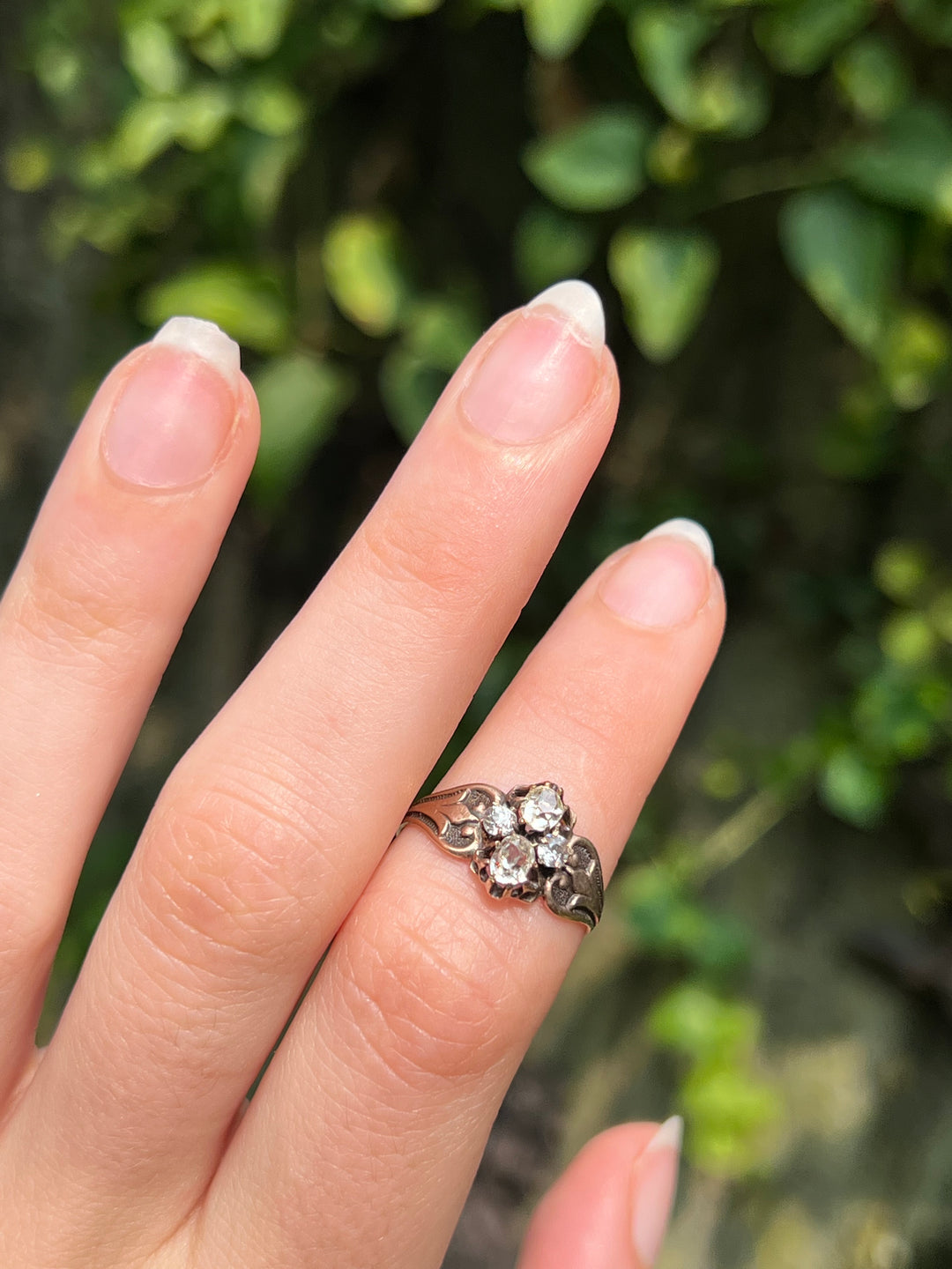 Superb Victorian Old-Mine Cut Diamond Cruciform Ring