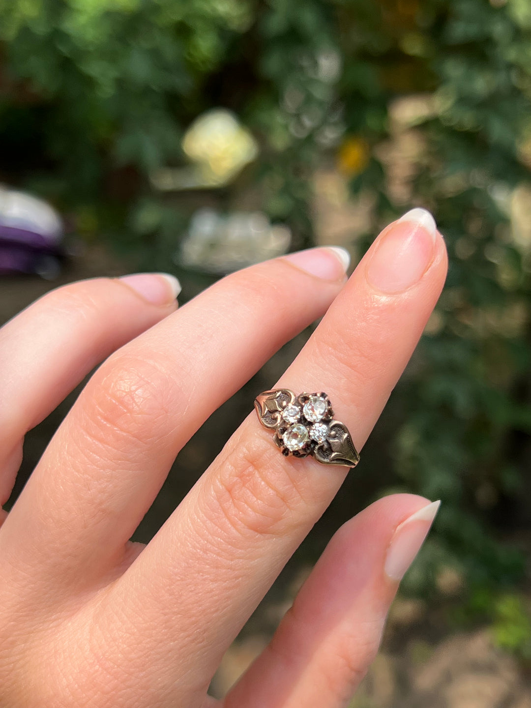 Superb Victorian Old-Mine Cut Diamond Cruciform Ring