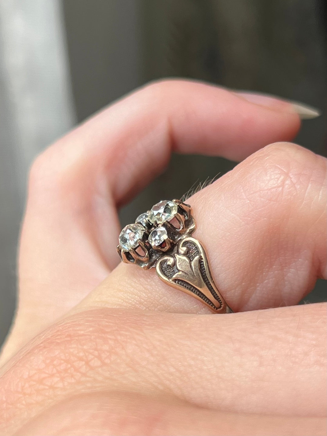 Superb Victorian Old-Mine Cut Diamond Cruciform Ring