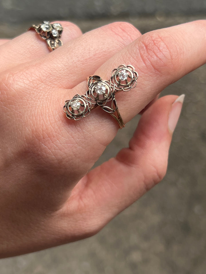 Belle Epoque Platinum and 14ct Diamond Dinner Ring
