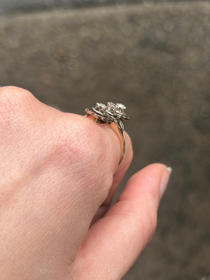 Belle Epoque Platinum and 14ct Diamond Dinner Ring