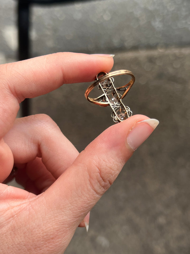 Belle Epoque Platinum and 14ct Diamond Dinner Ring