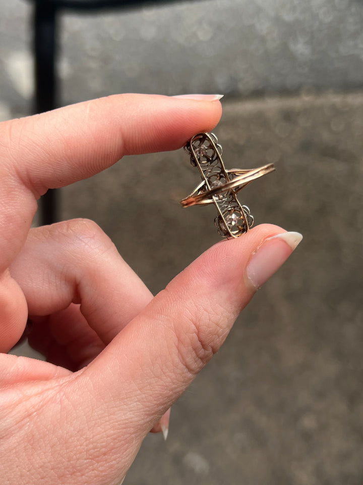 Belle Epoque Platinum and 14ct Diamond Dinner Ring