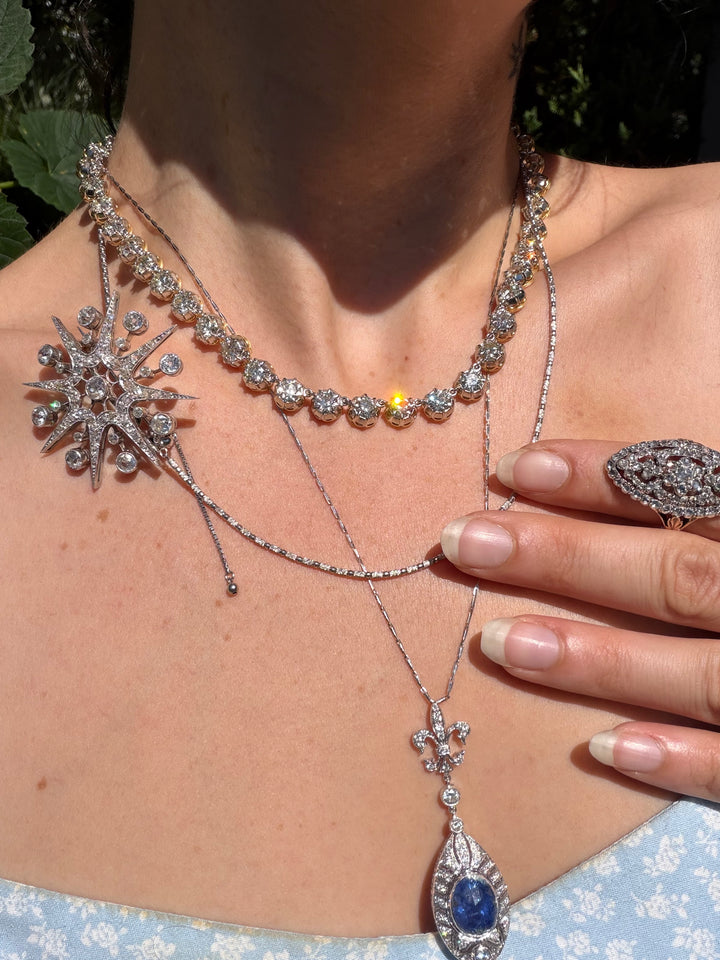 Belle Époque Platinum-Topped 18ct OEC Diamond Rivière | 23.52ctw 48 Stones | 15.75"