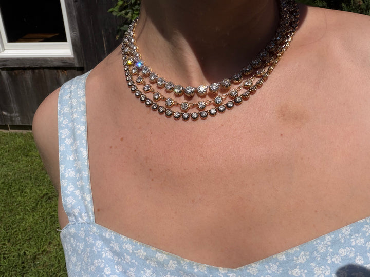 15.68ct Old European Cut Diamond Rivière 18ct of 18” with Rhodium Top