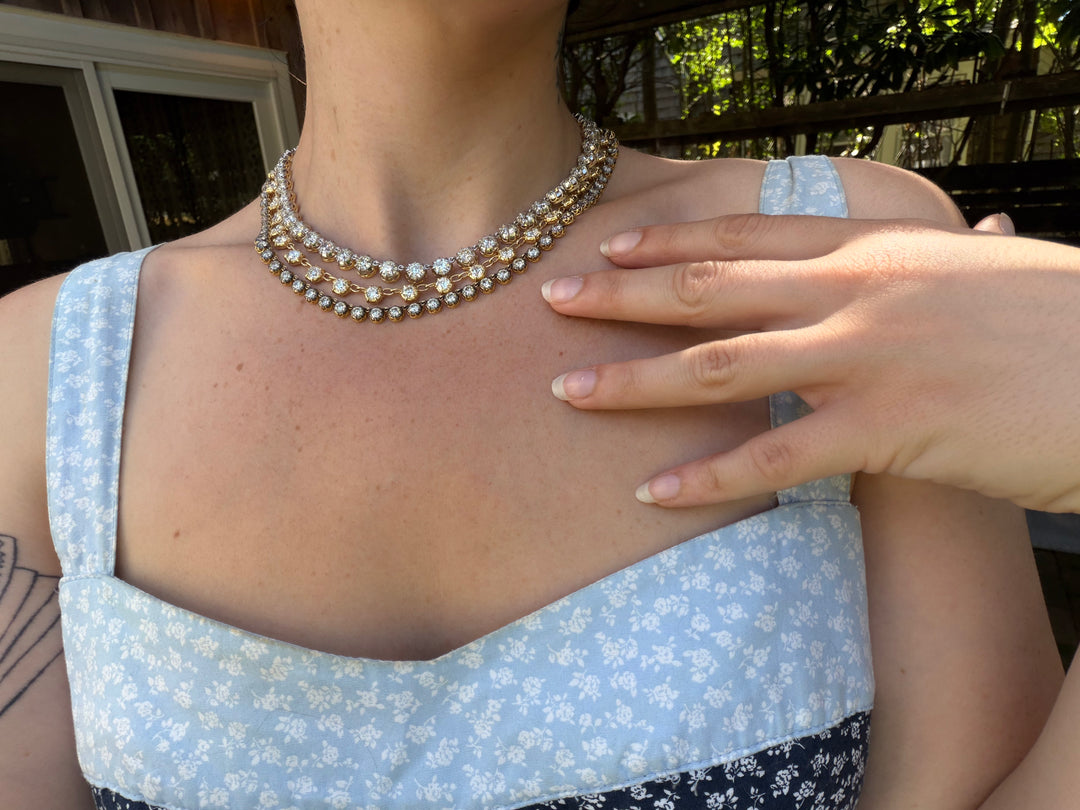 Belle Époque Platinum-Topped 18ct OEC Diamond Rivière | 23.52ctw 48 Stones | 15.75"