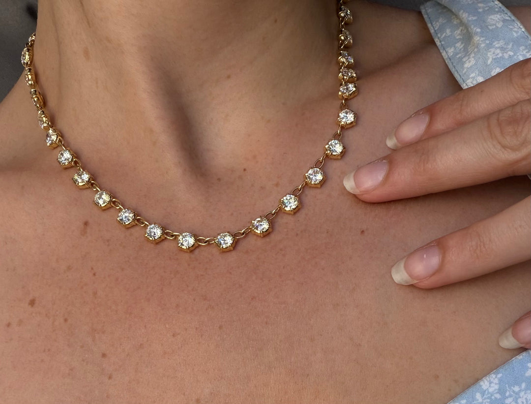 18ct Yellow Gold OEC Diamond Rivière | 15.83ctw 37 Stones | 17" | The T-Shirt Rivière